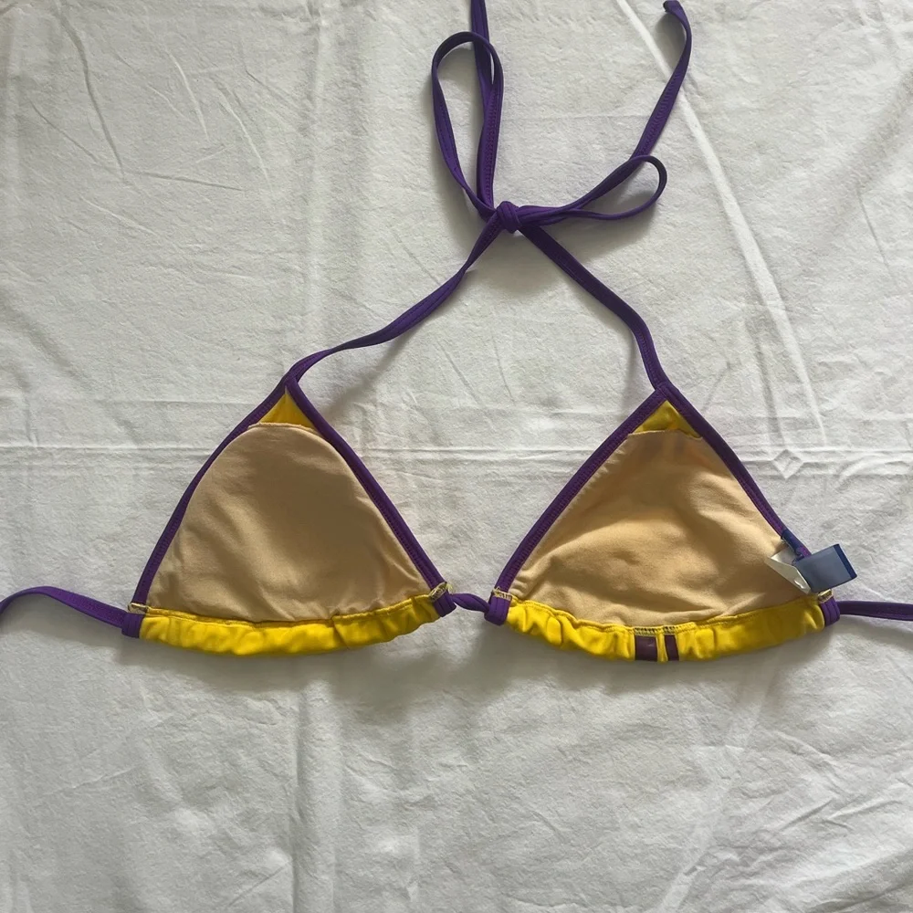 Vintage Los Angeles Lakers Yellow and Purple Bikini Top - Picture 3 of 4